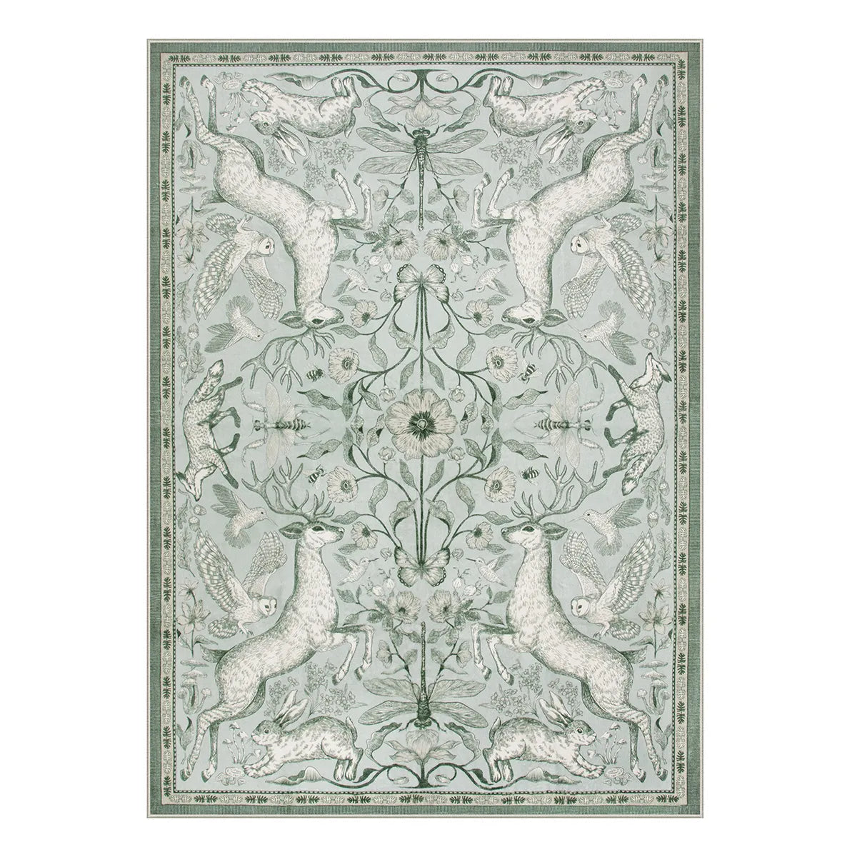 Dorval Washable Vintage Woodland Sage Green Rug Area Rugs Lahome