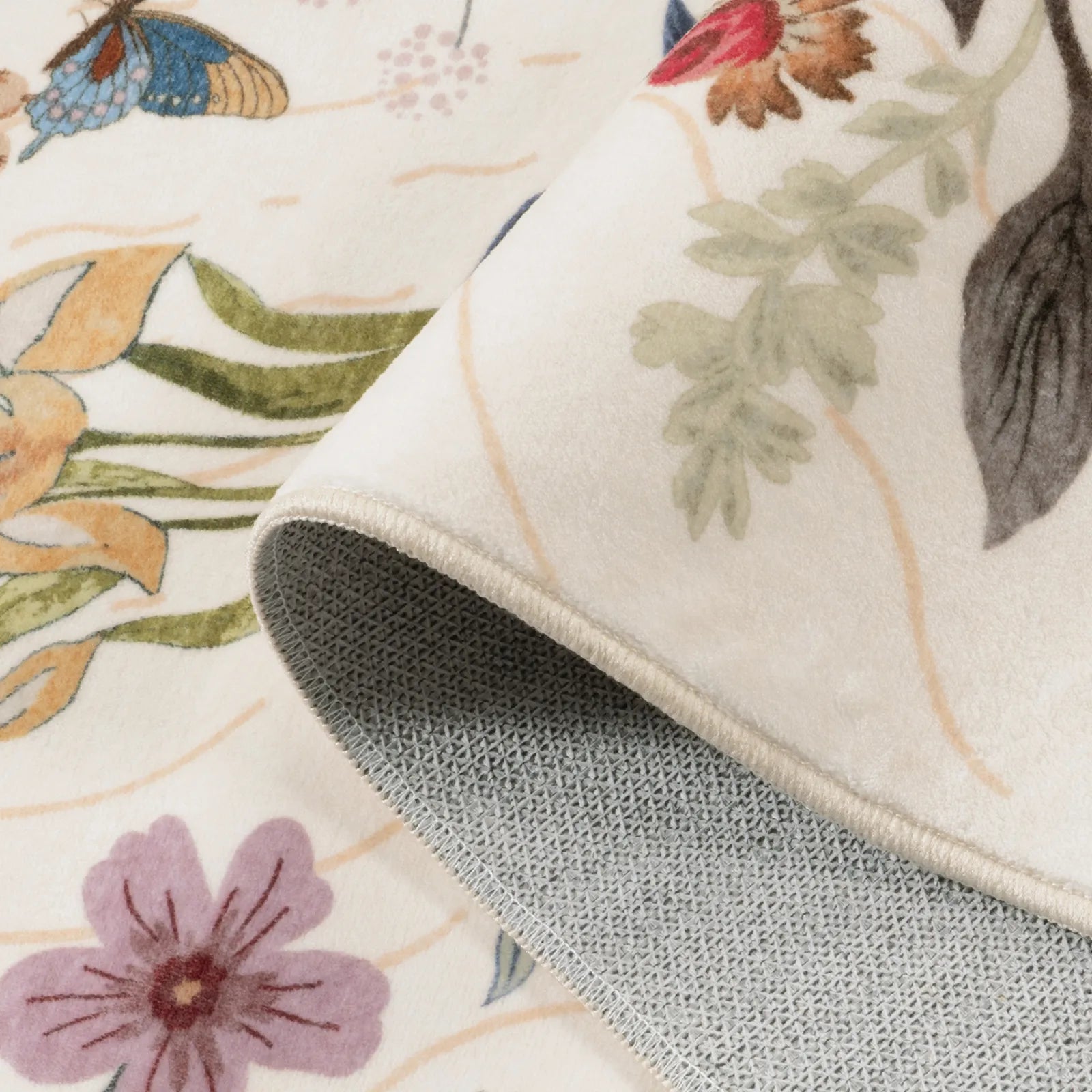 Eclore Washable Boho Botanical Floral Beige Rug Area Rugs Lahome