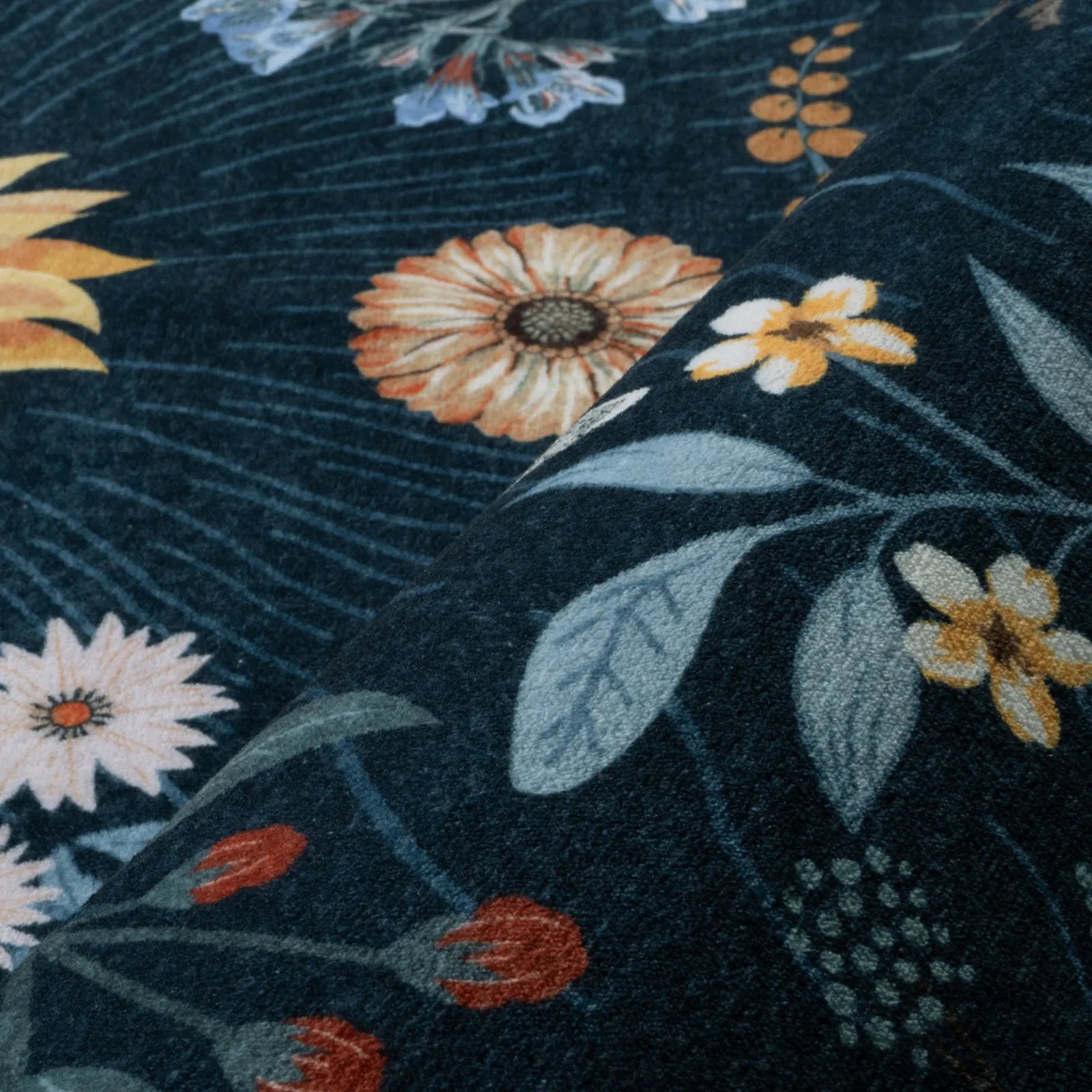 Eclore Washable Boho Botanical Floral Blue Rug Area Rugs Lahome