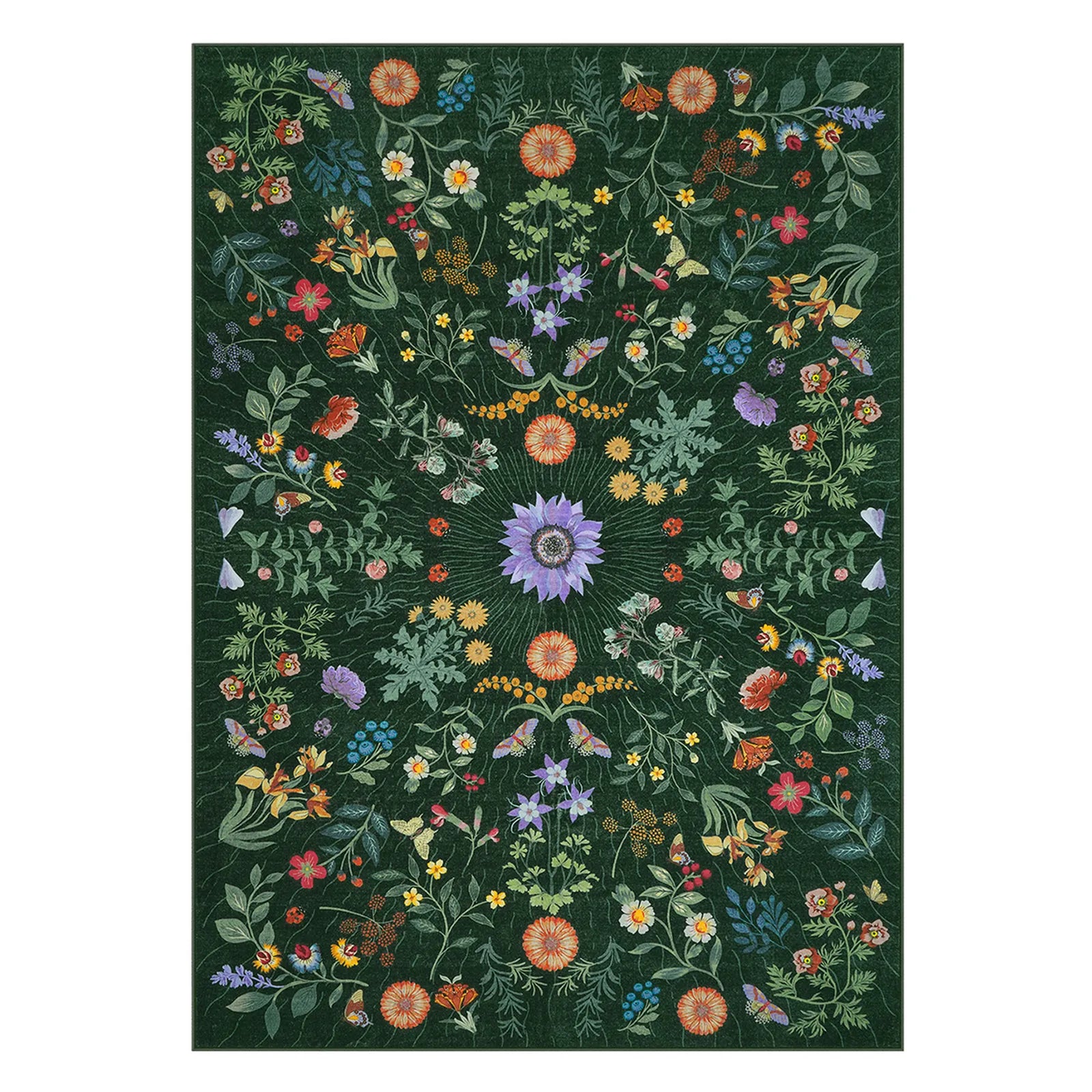 Eclore Washable Boho Botanical Floral Green Rug Area Rugs Lahome