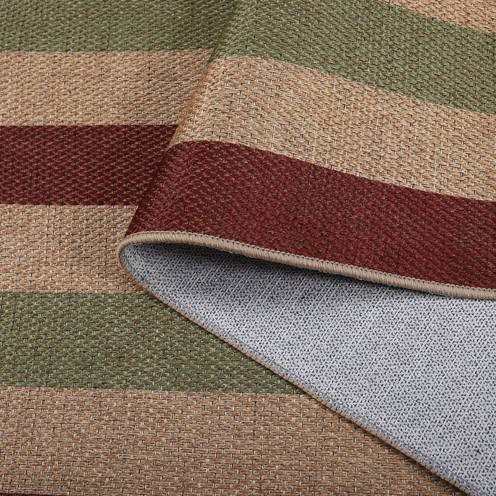 Elance Christmas Washable Easy Jute Slim Striped Red&Green Rug Easy Jute Rug Lahome