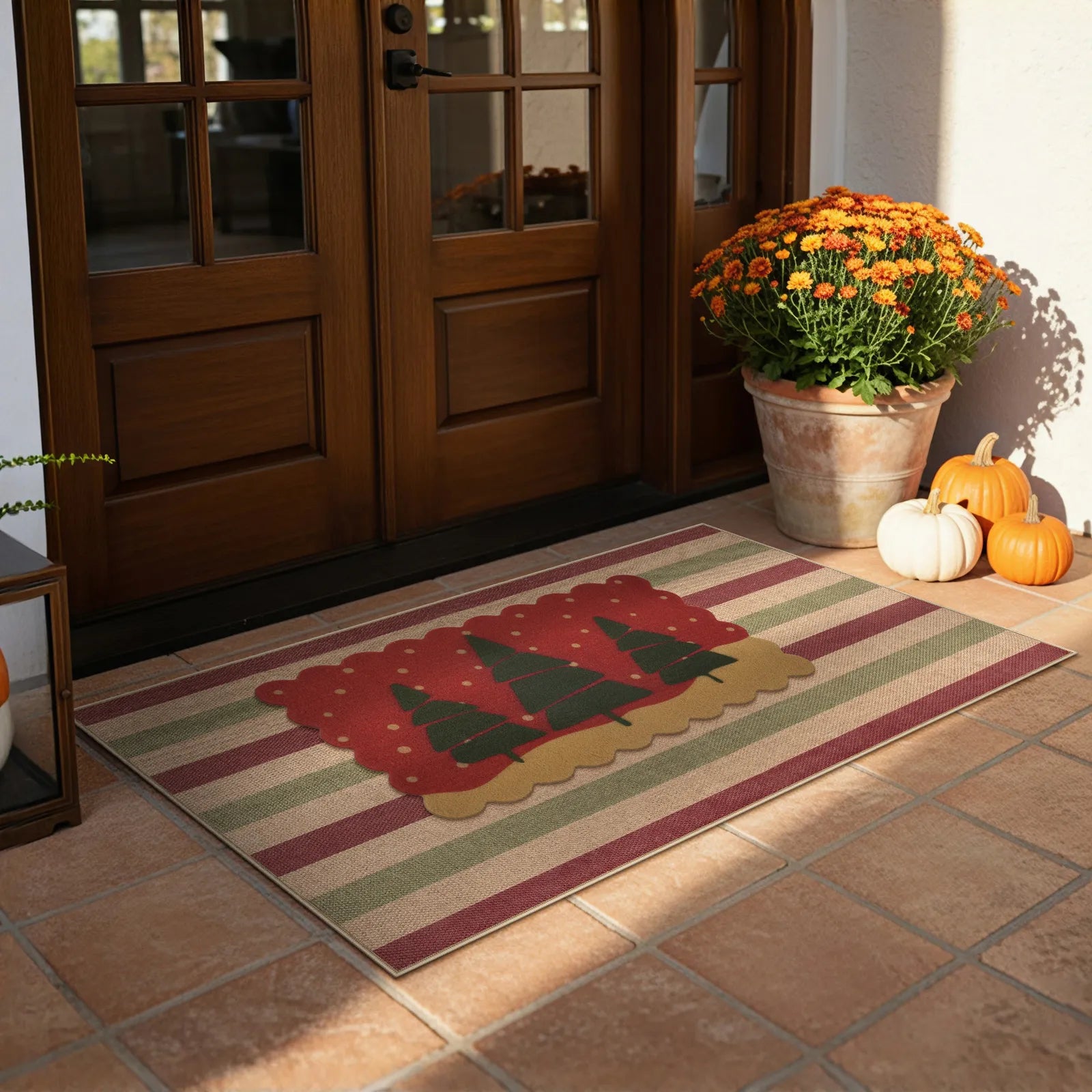 Elance Christmas Washable Easy Jute Wide Striped Red&Green Rug Easy Jute Rug Lahome