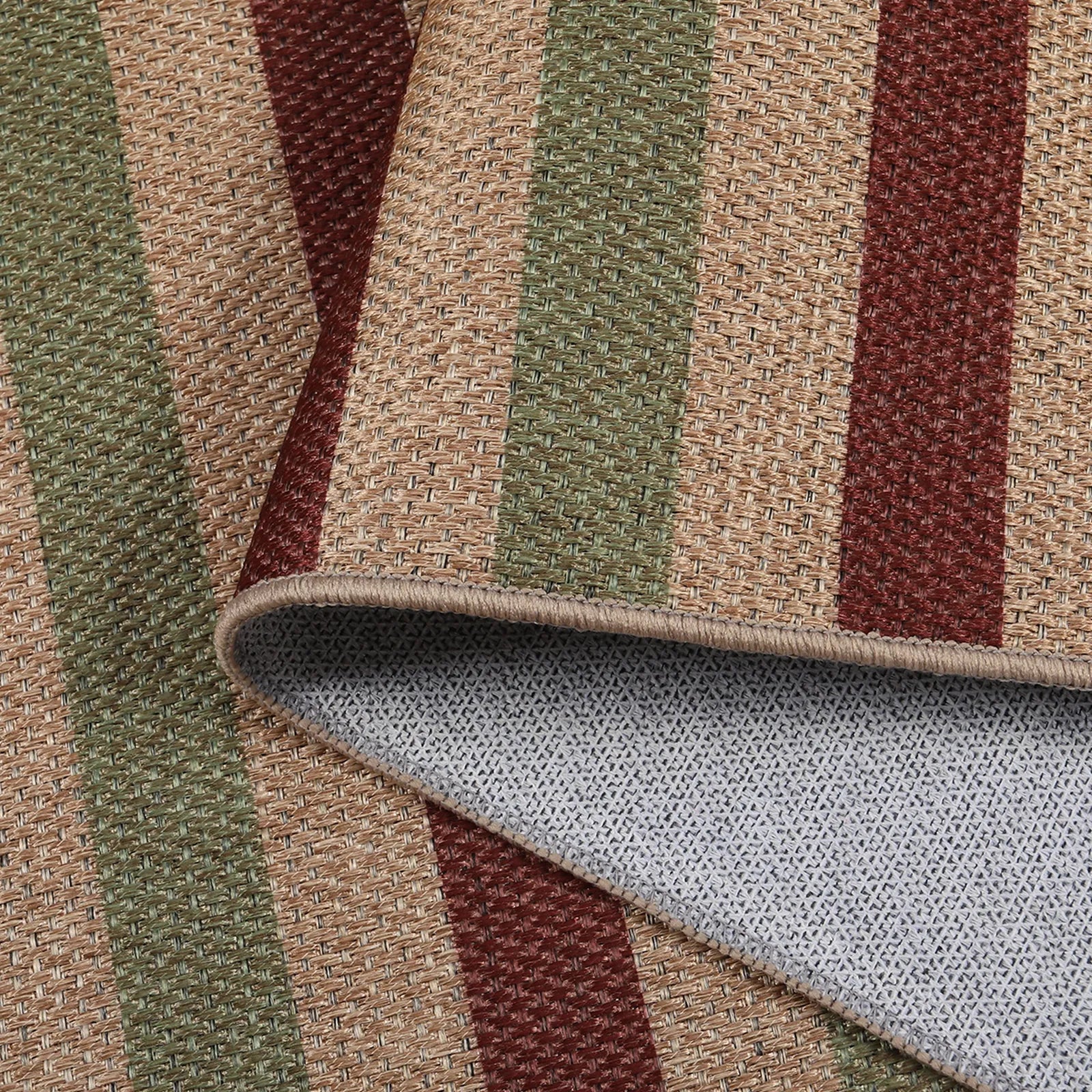 Elance Christmas Washable Easy Jute Wide Striped Red&Green Rug Easy Jute Rug Lahome