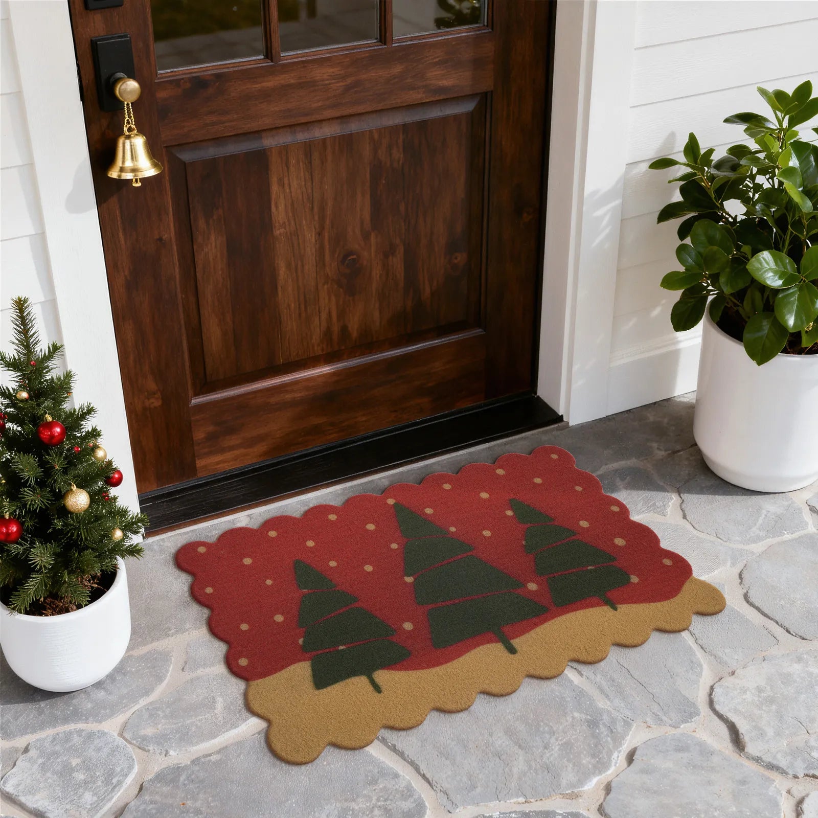 Fabien Christmas Washable Desert Tree Snowflake Red Doormat Doormat Lahome