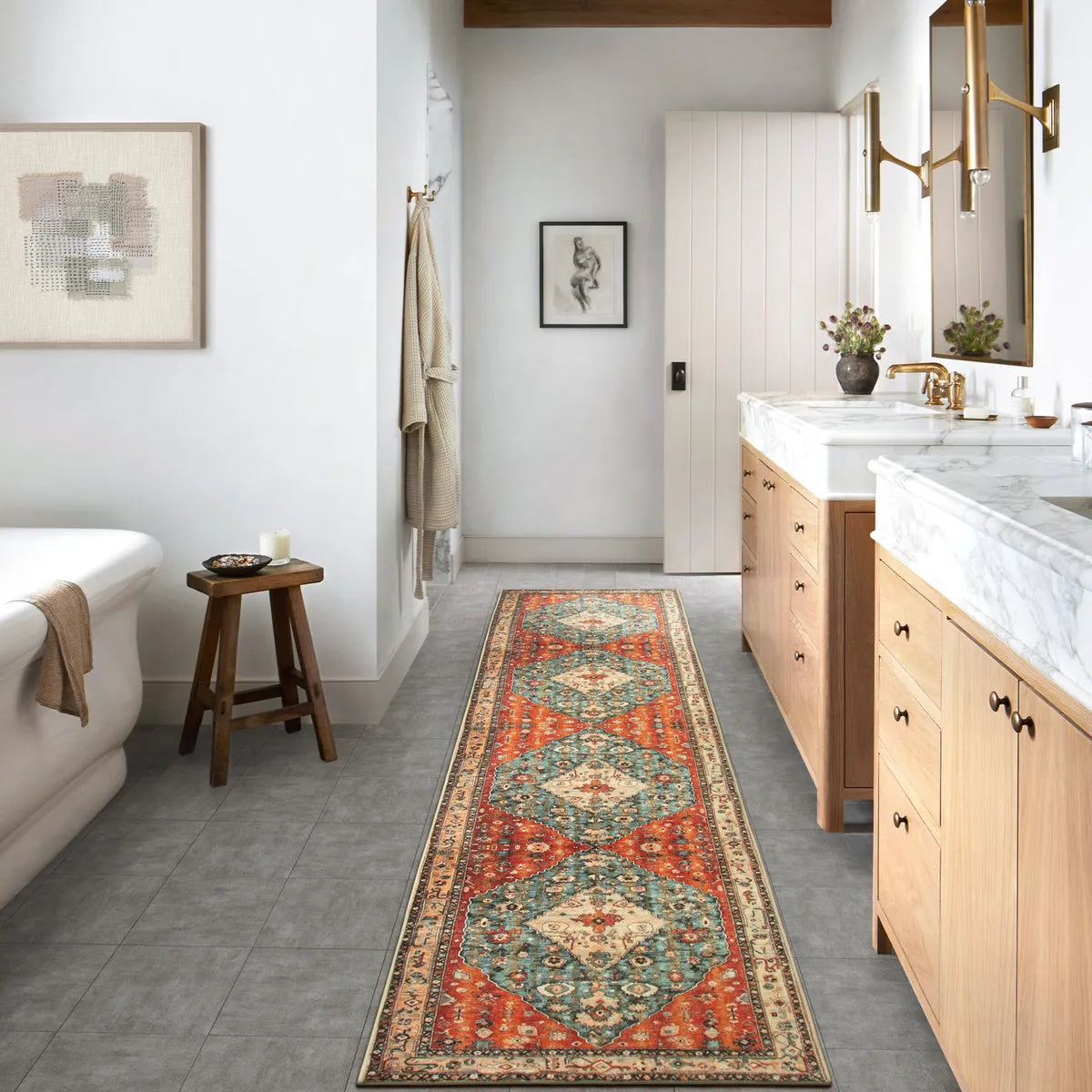 Felice Washable Boho Vintage Tribal Rust Red Rug (Copy) Clearance Rugs Lahome