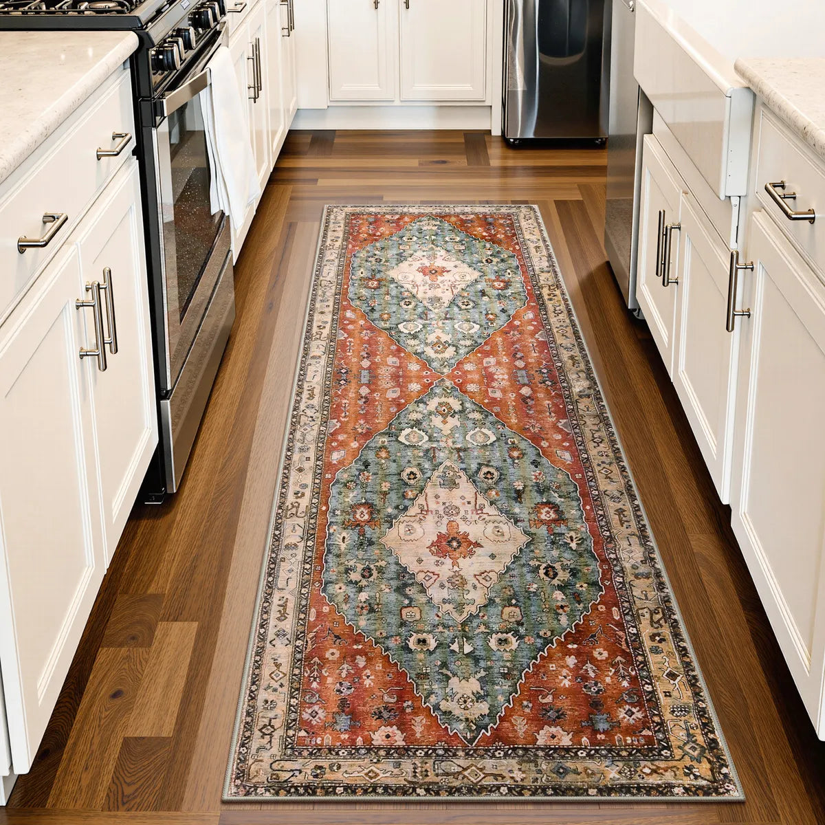 Felice Washable Boho Vintage Tribal Rust Red Rug (Copy) Clearance Rugs Lahome 2' x 5'