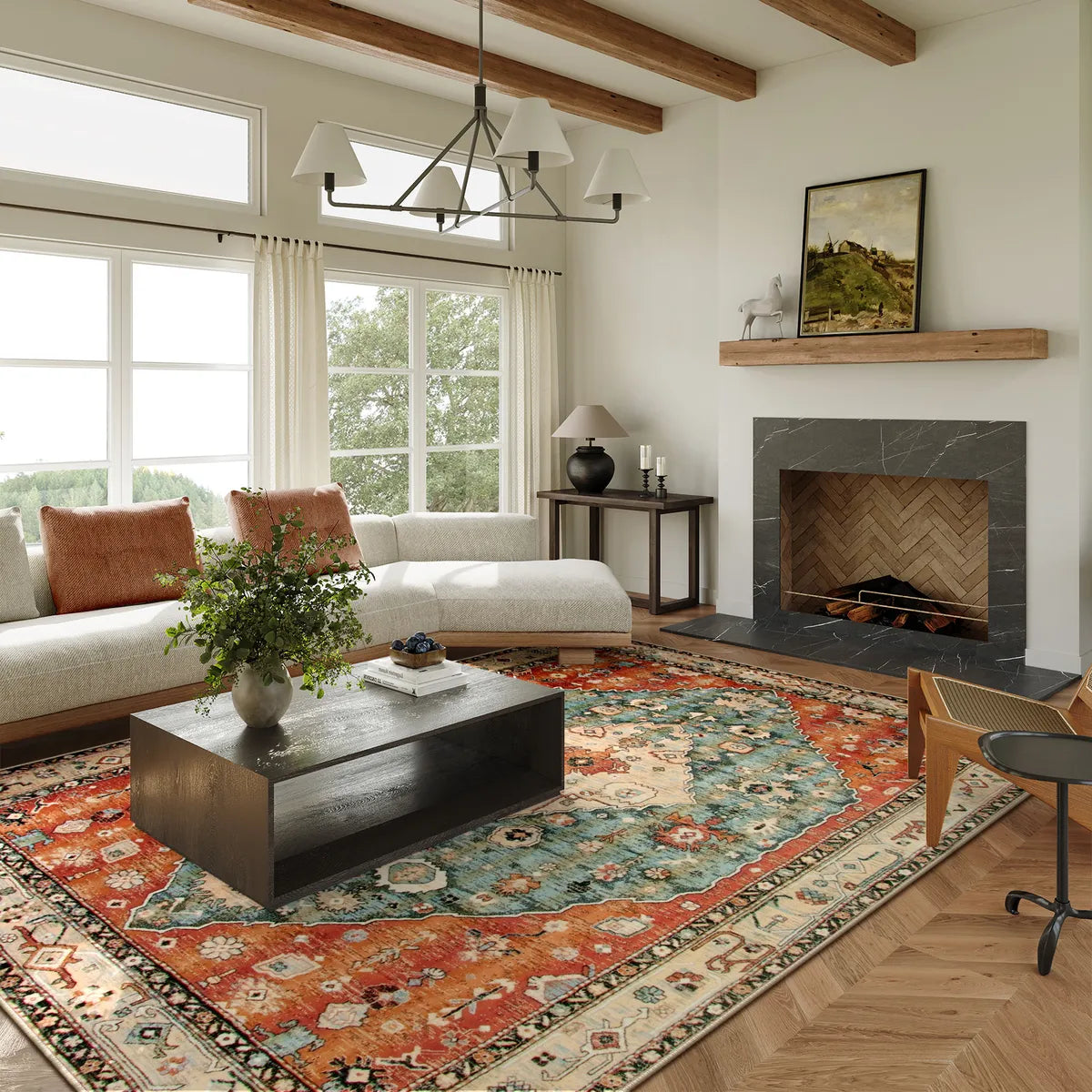 Felice Washable Boho Vintage Tribal Rust Red Rug (Copy) Clearance Rugs Lahome 8' x 10'