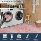 Flavie Washable Boho Parisian Floral Aesthetic Dark Pink Rug Clearance Rugs Lahome