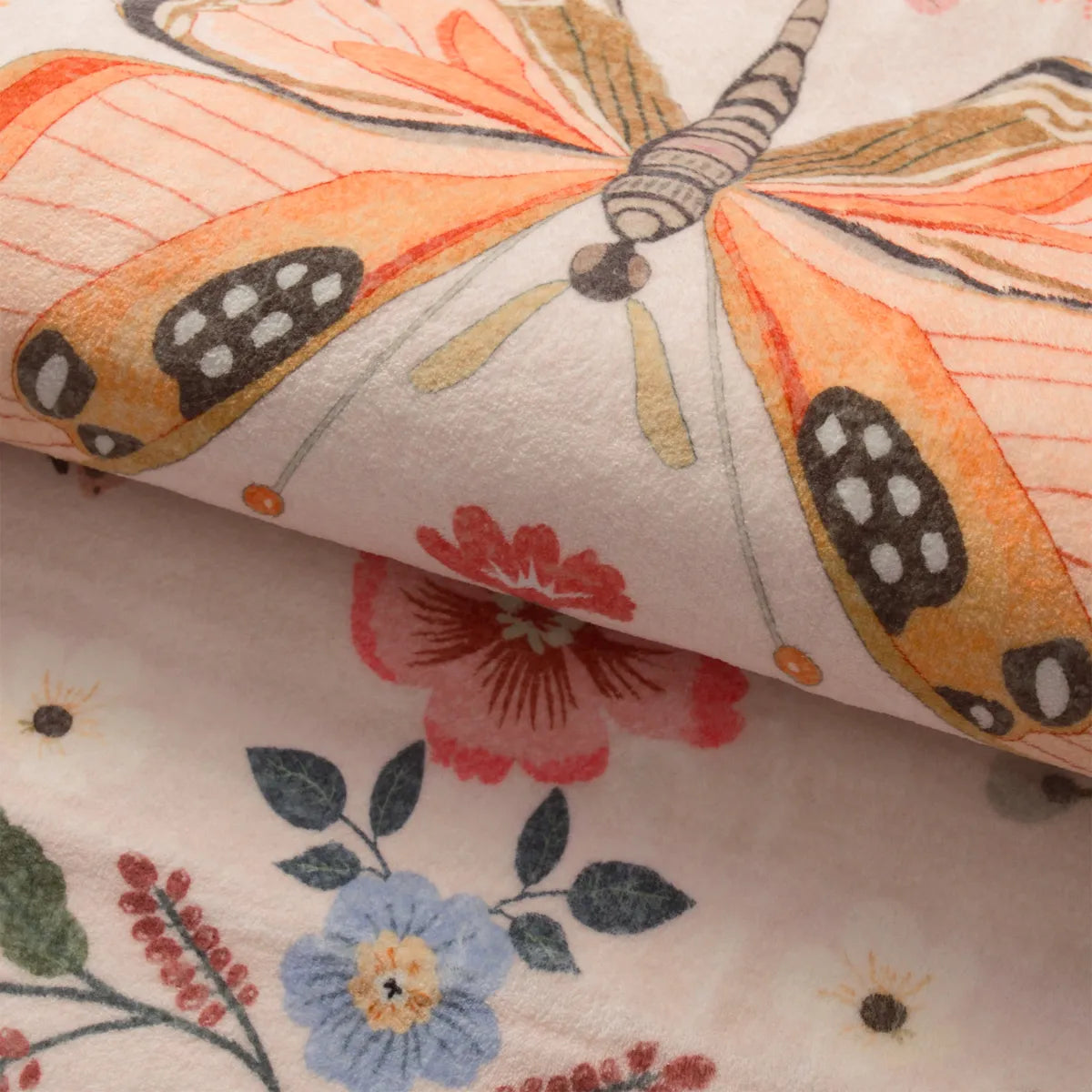 Fleuron Washable Boho Garden Floral Butterfly Pink/Beige Rug Rugs Lahome