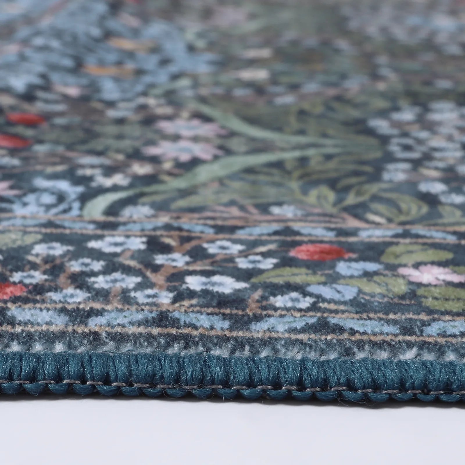 Giverny Washable Maximalism Vintage French Floral Blue Rug Rugs Lahome