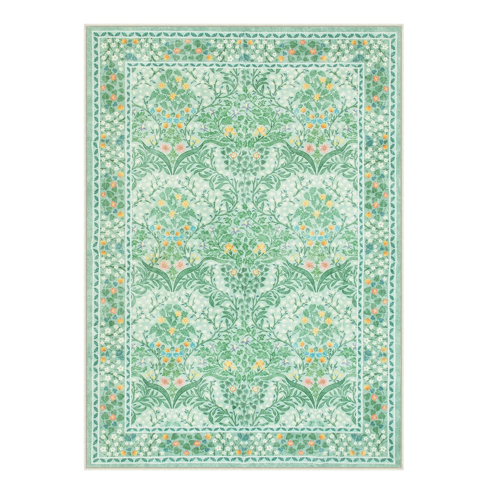 Giverny Washable Maximalism Vintage French Floral Sage Green Rug Rugs Lahome