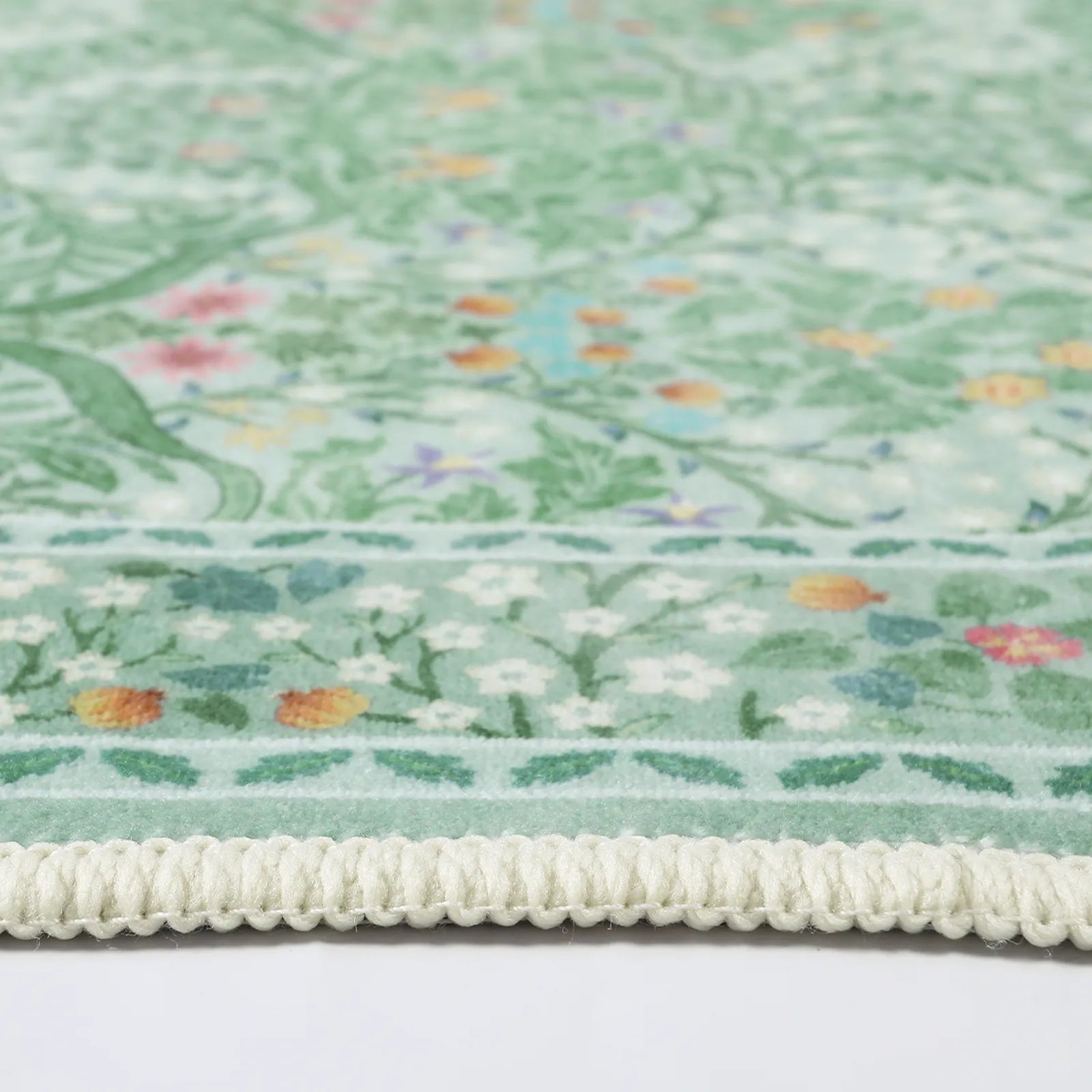 Giverny Washable Maximalism Vintage French Floral Sage Green Rug Rugs Lahome