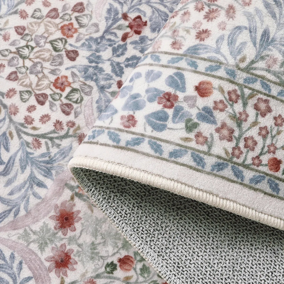 Giverny Washable Maximalism Vintage French Floral Beige Runner Rug Rugs Lahome