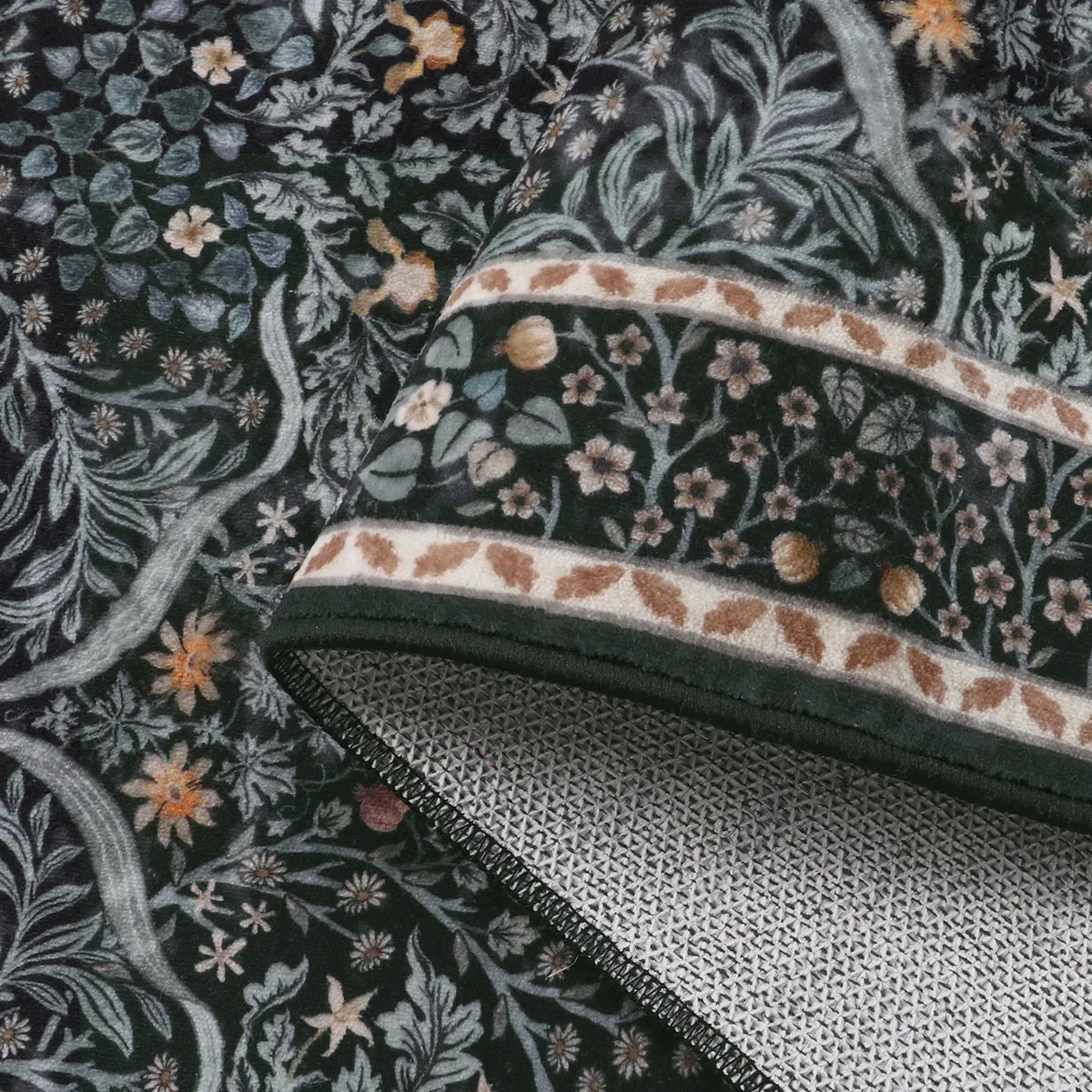 Giverny Washable Maximalism Vintage French Floral Black Rug Rugs Lahome
