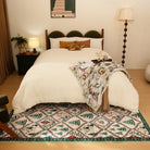 Glace Christmas Washable Tree and Reindeer Green/Beige Rug Area Rugs Lahome