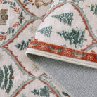 Glace Christmas Washable Tree and Reindeer Pink/Beige Rug Area Rugs Lahome