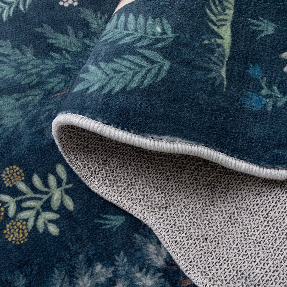 Javelle Washable Jungle Animal Fauves Scalloped Blue Rug Area Rugs Lahome