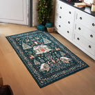 Kylian Christmas Washable Winter Snow House Green Rug Area Rugs Lahome
