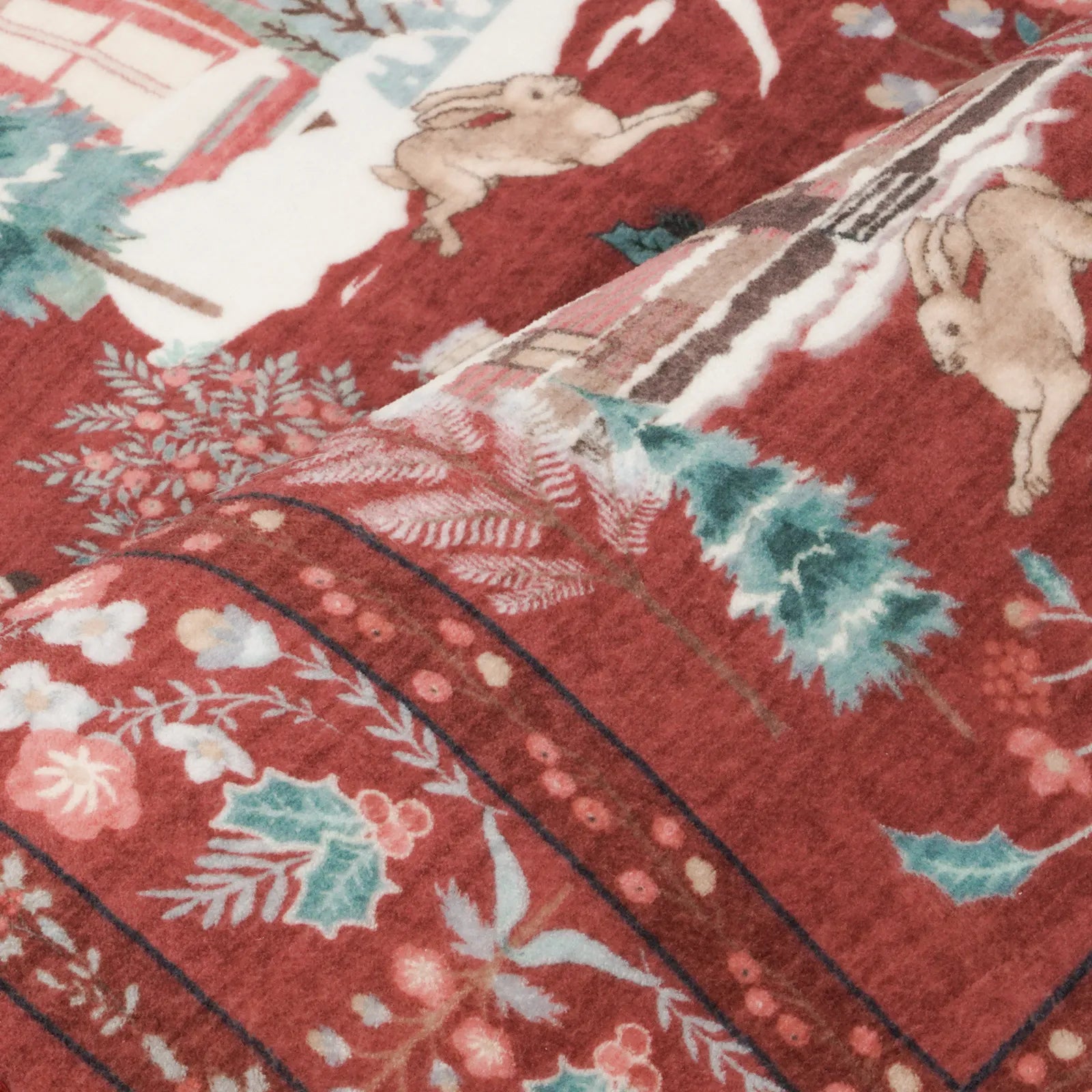 Kylian Christmas Washable Winter Snow House Red Rug Area Rugs Lahome