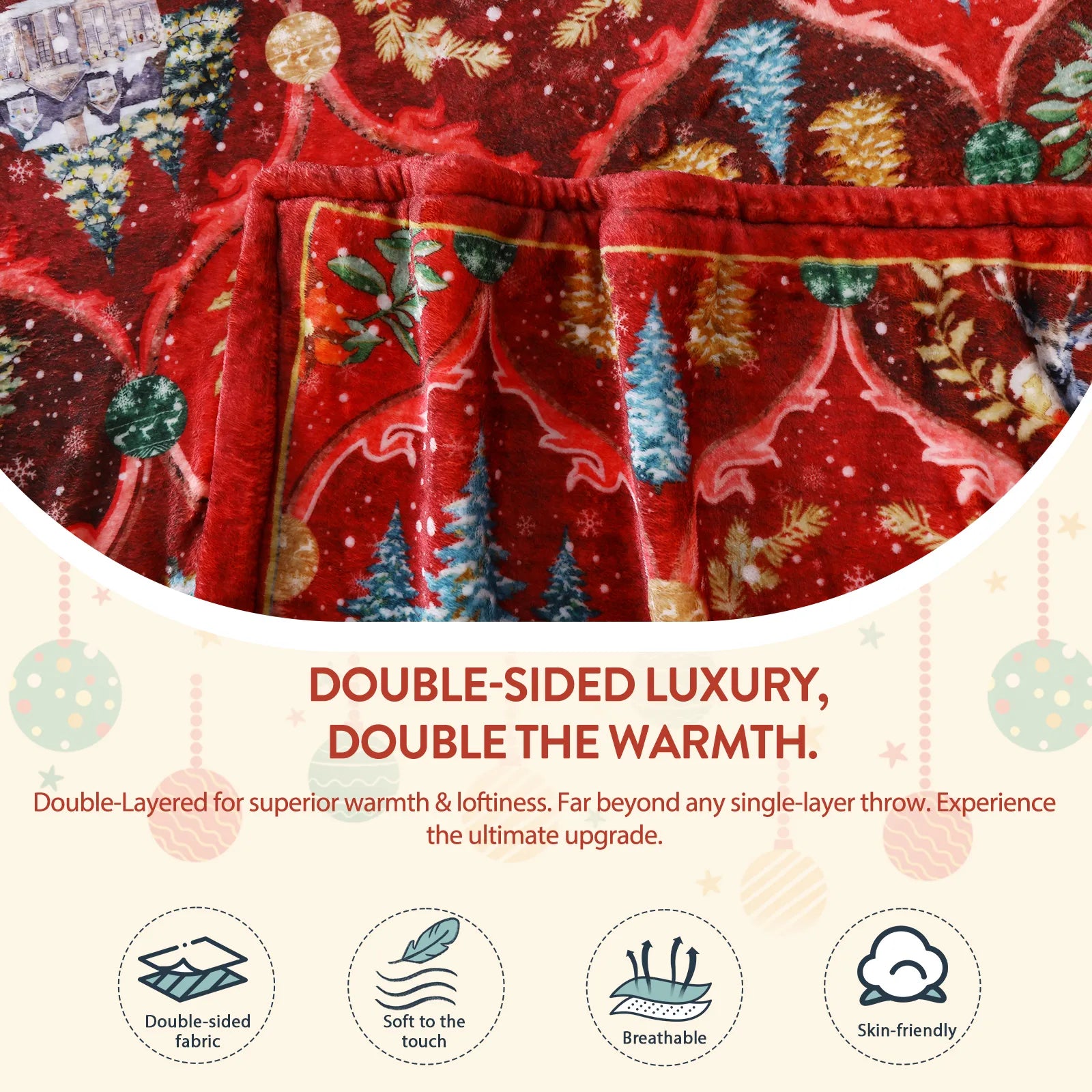 Laurent Christmas Washable Snowflakes Reindeer Red Blanket Blanket Lahome