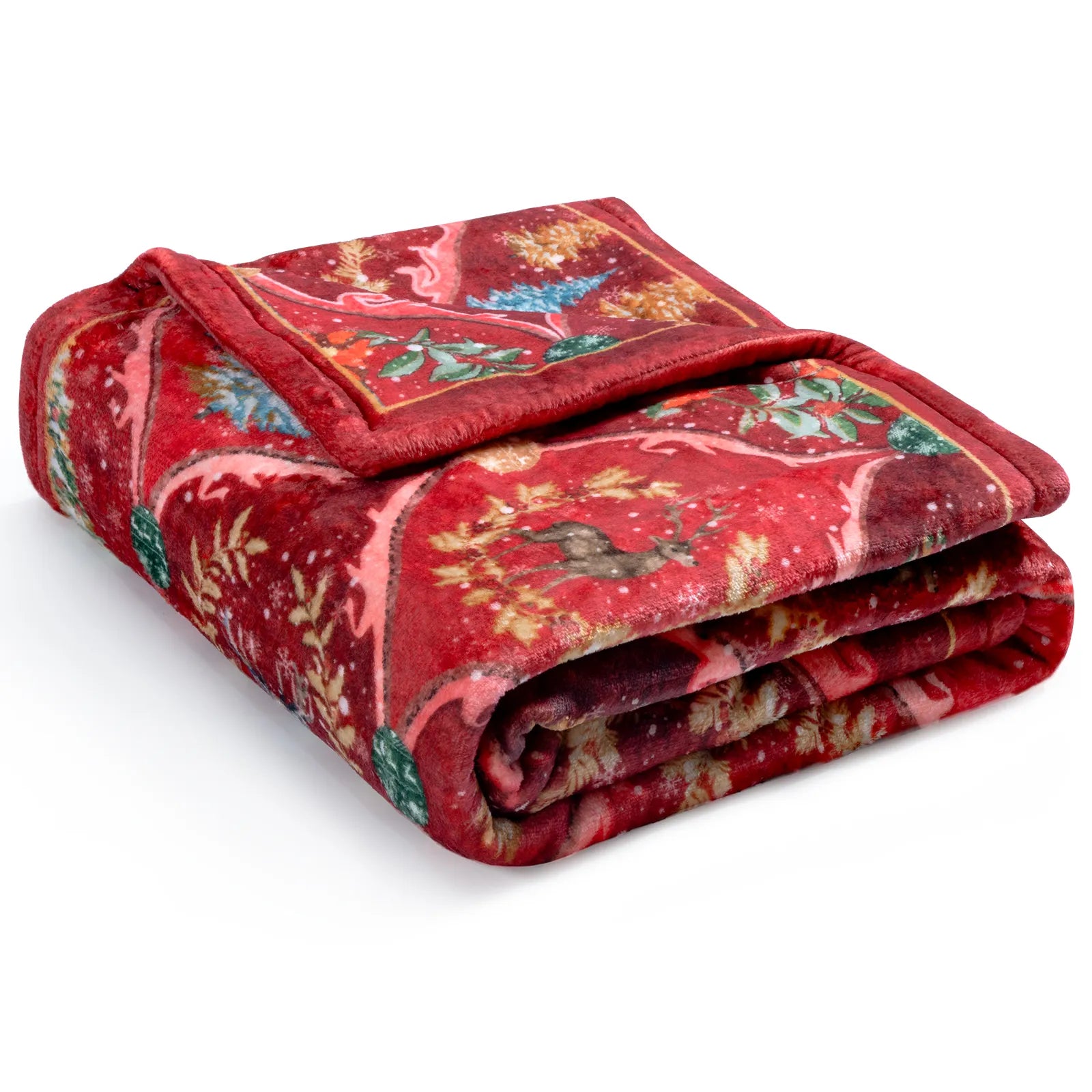 Laurent Christmas Washable Snowflakes Reindeer Red Blanket Blanket Lahome