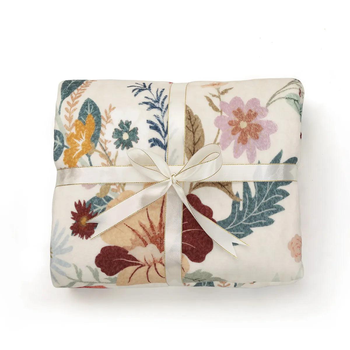 Liorin Washable Boho Botanical Floral Beige Throw Blanket Blanket Lahome 50" x 60"