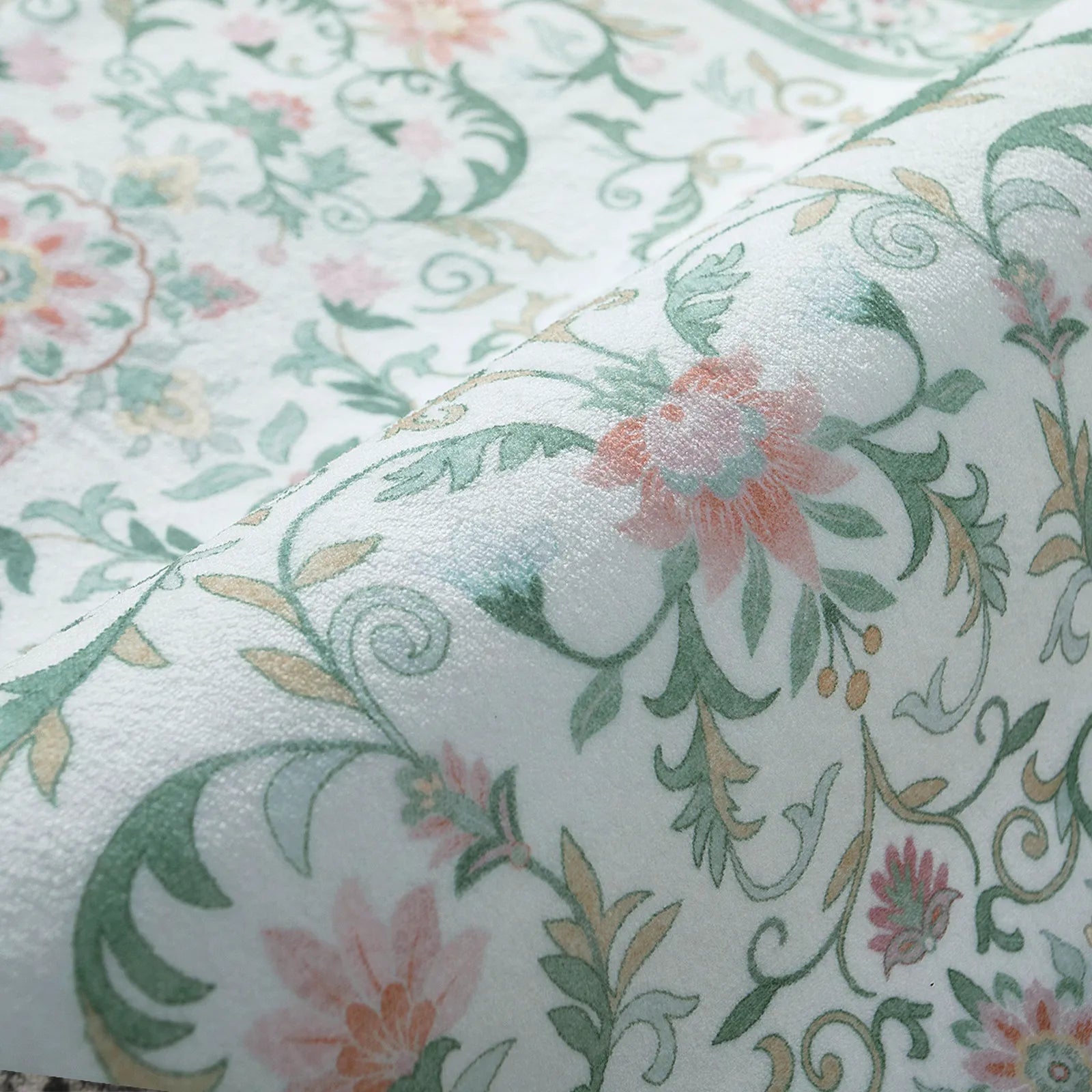 Lorevie Washable Boho vintage Garden Floral Green Rug Rugs Lahome