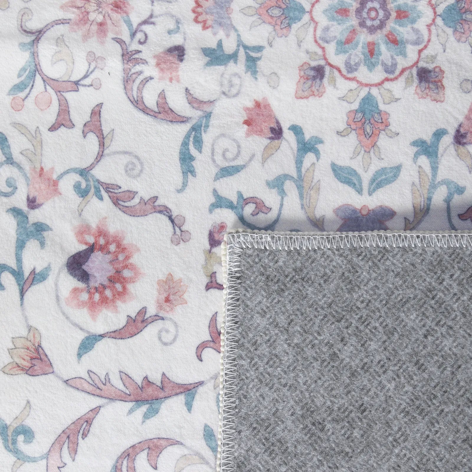 Lorevie Washable Boho vintage Garden Floral Pink Rug Rugs Lahome