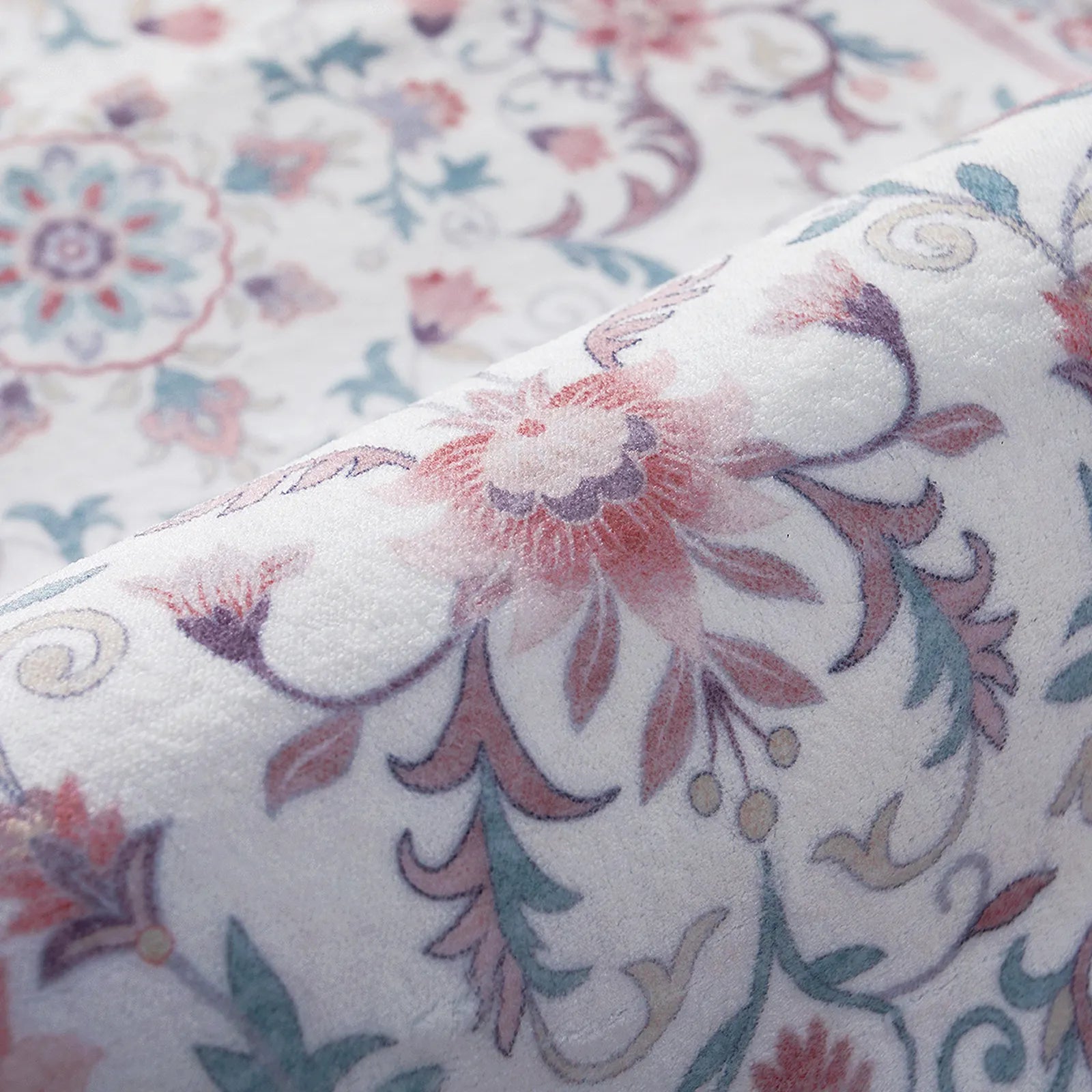 Lorevie Washable Boho vintage Garden Floral Pink Rug Rugs Lahome