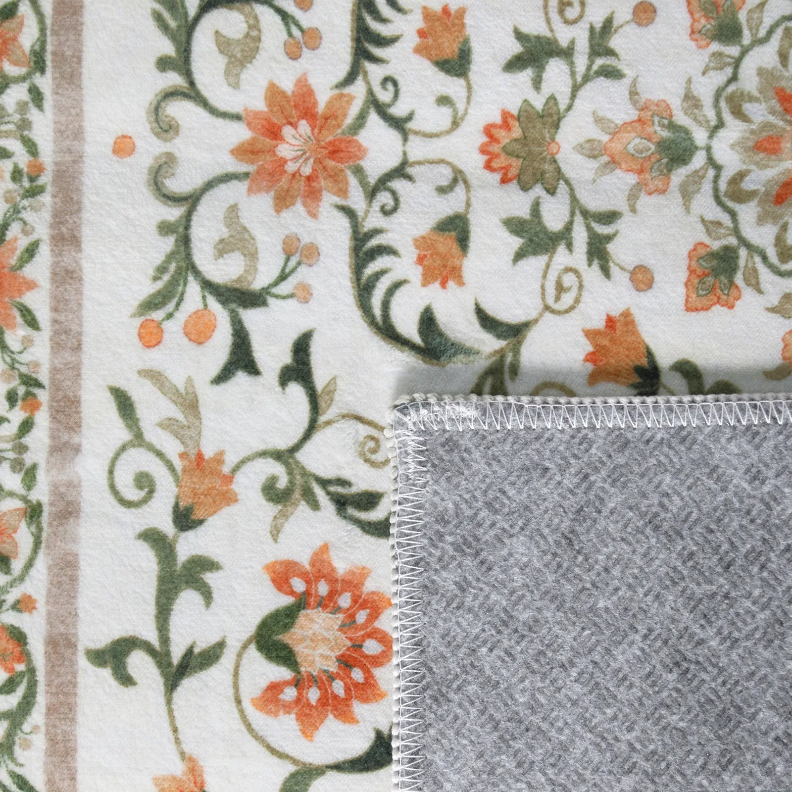 Lorevie Washable Boho vintage Garden Floral Beige Rug Rugs Lahome