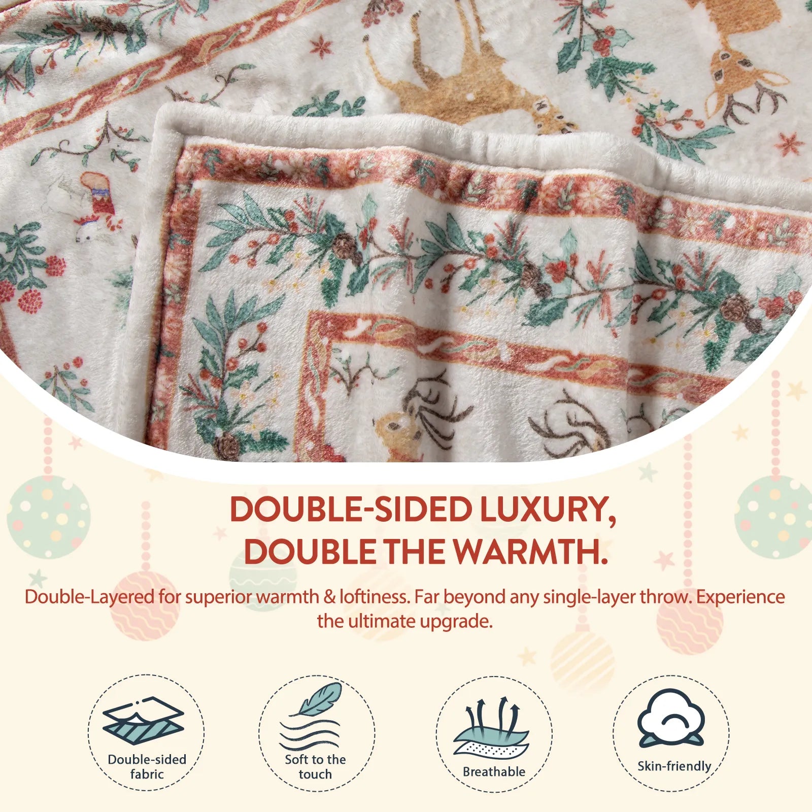 Marais Christmas Washable Tree&Santa Beige Blanket Blanket Lahome