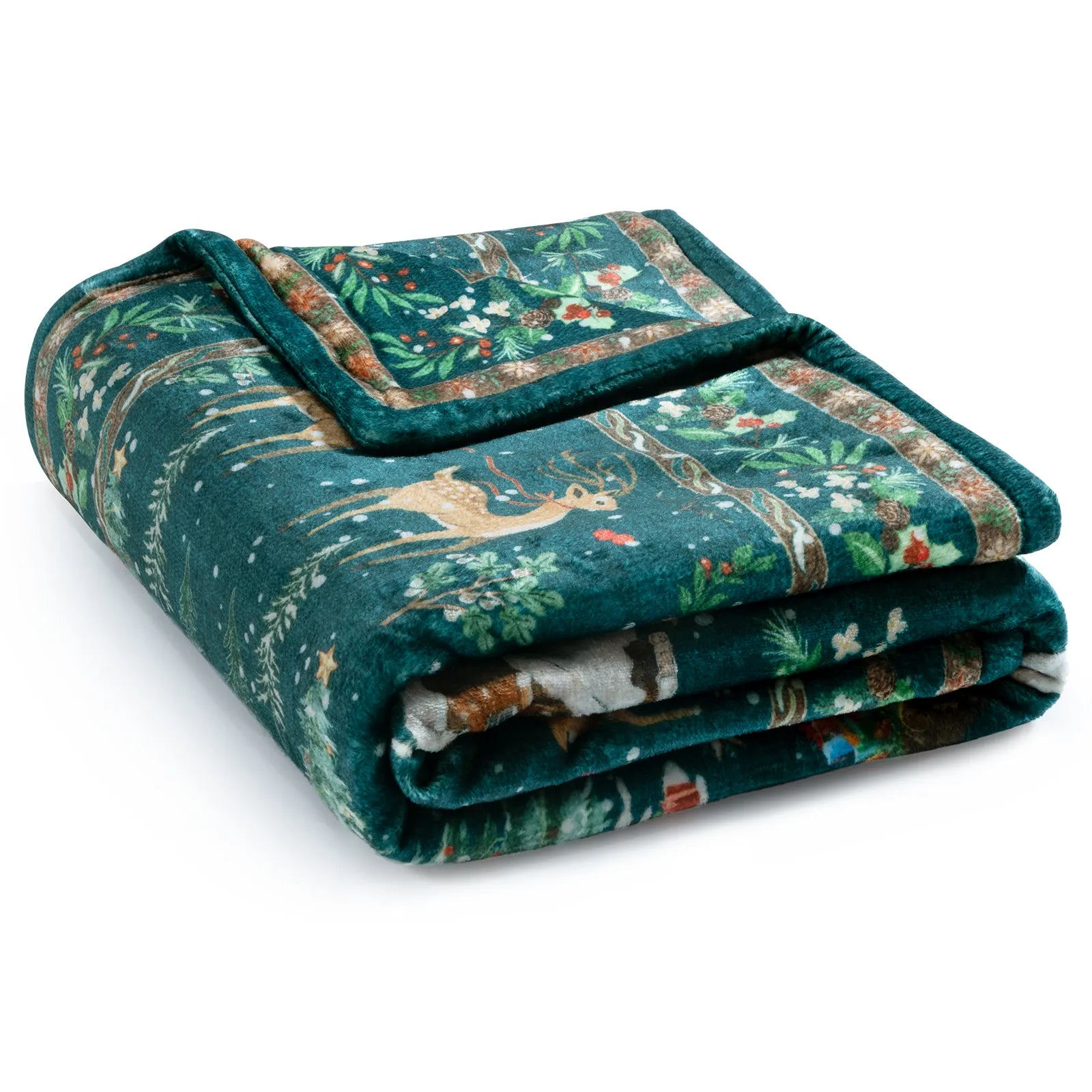 Marais Christmas Washable Tree&Santa Green Blanket Blanket Lahome