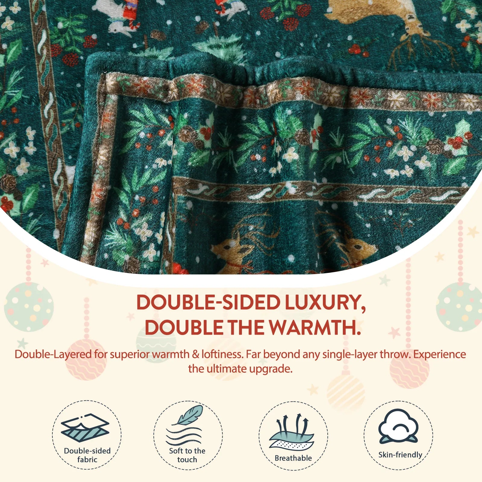 Marais Christmas Washable Tree&Santa Green Blanket Blanket Lahome