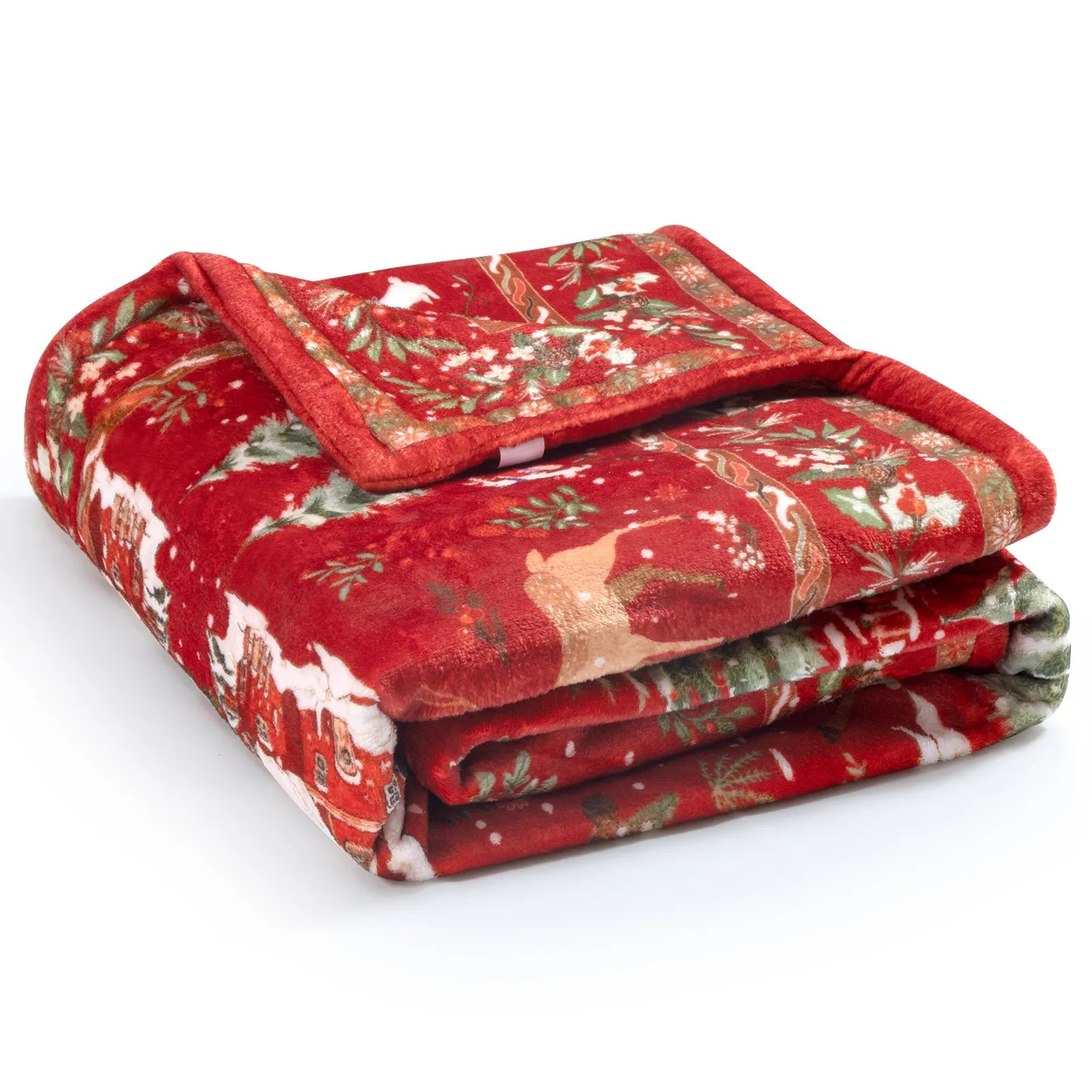 Marais Christmas Washable Tree&Santa Red Blanket Blanket Lahome