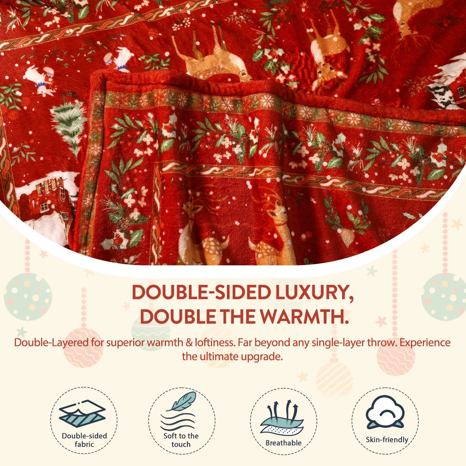 Marais Christmas Washable Tree&Santa Red Blanket Blanket Lahome