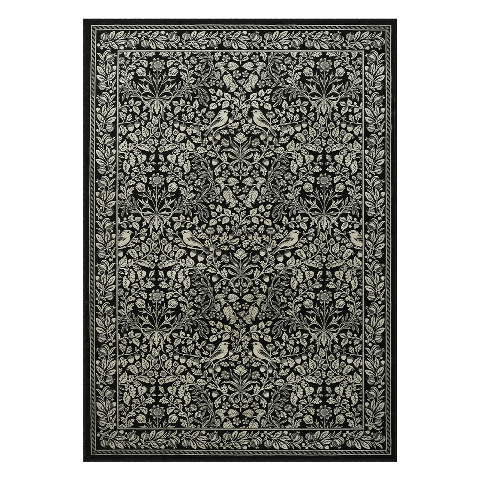 Mirage Washable Maximalism Vintage Blossom Black Rug Area Rugs Lahome