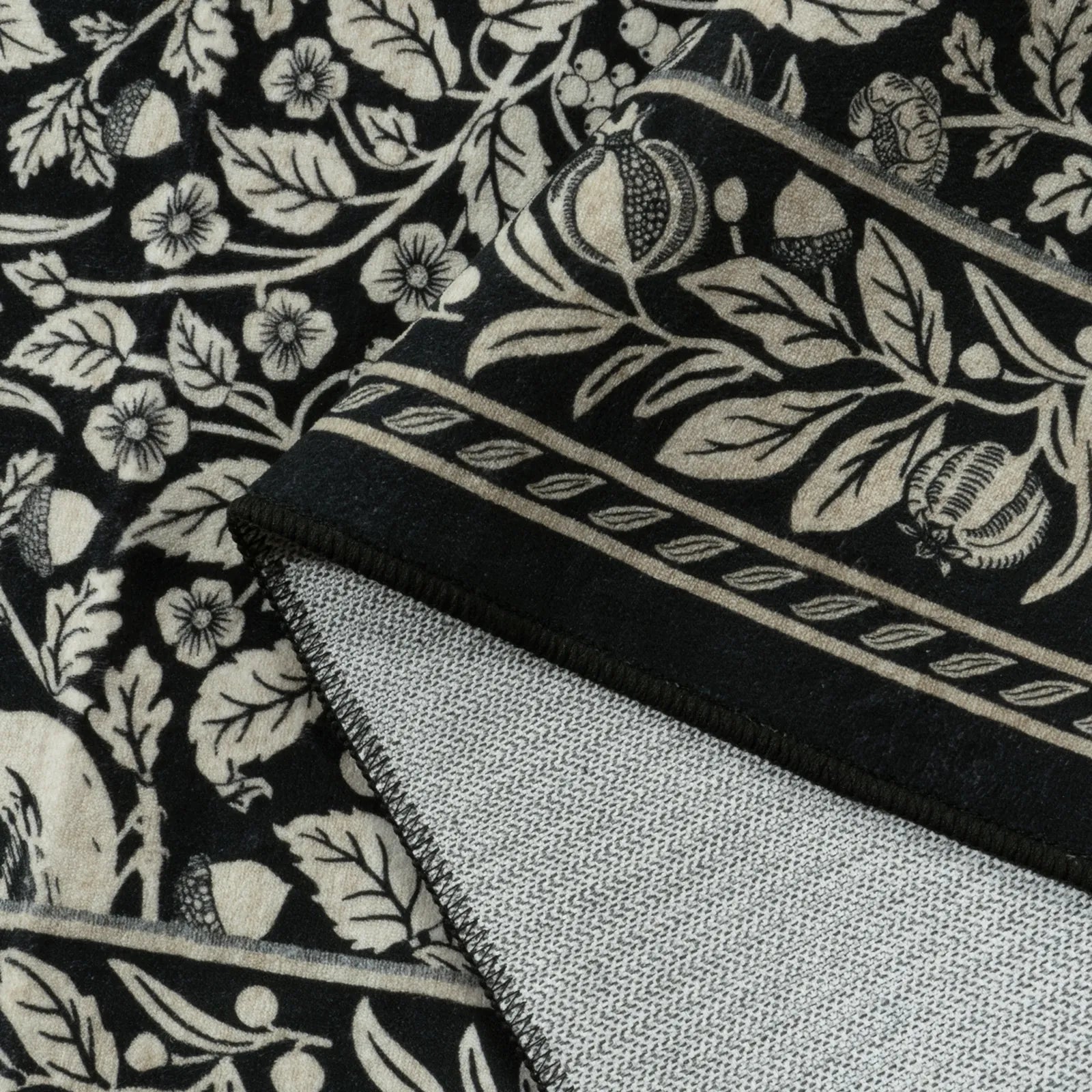 Mirage Washable Maximalism Vintage Blossom Black Rug Area Rugs Lahome