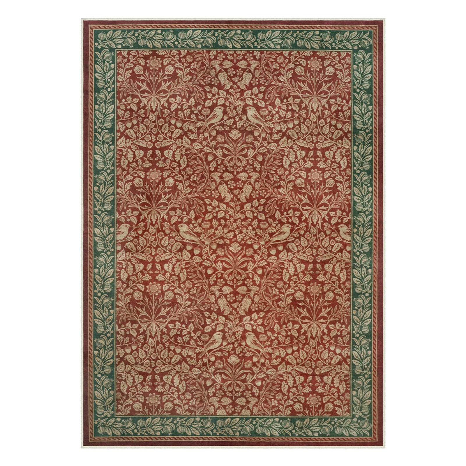 Mirage Washable Maximalism Vintage Blossom Red Rug Area Rugs Lahome