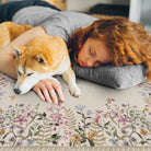 Solene Washable Modern Blooming Floral Garden Beige Rug Area Rugs Lahome