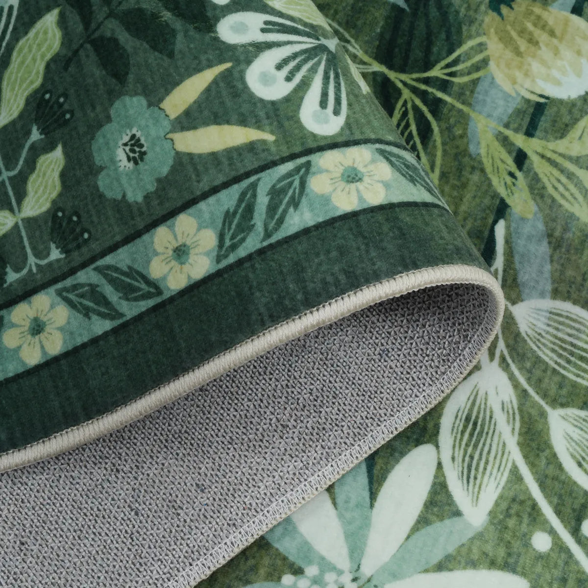 Alma Washable Modern Natural Botanical Floral Green Rug Area Rugs Lahome