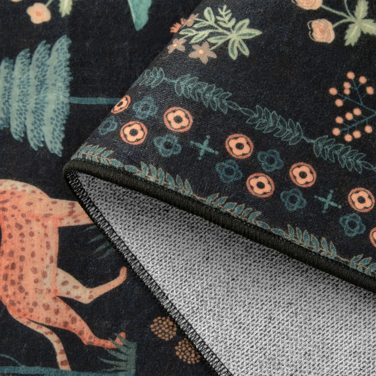 Cora Washable Modern Vibrant Jungle Animals Black Rug Clearance Rugs Lahome