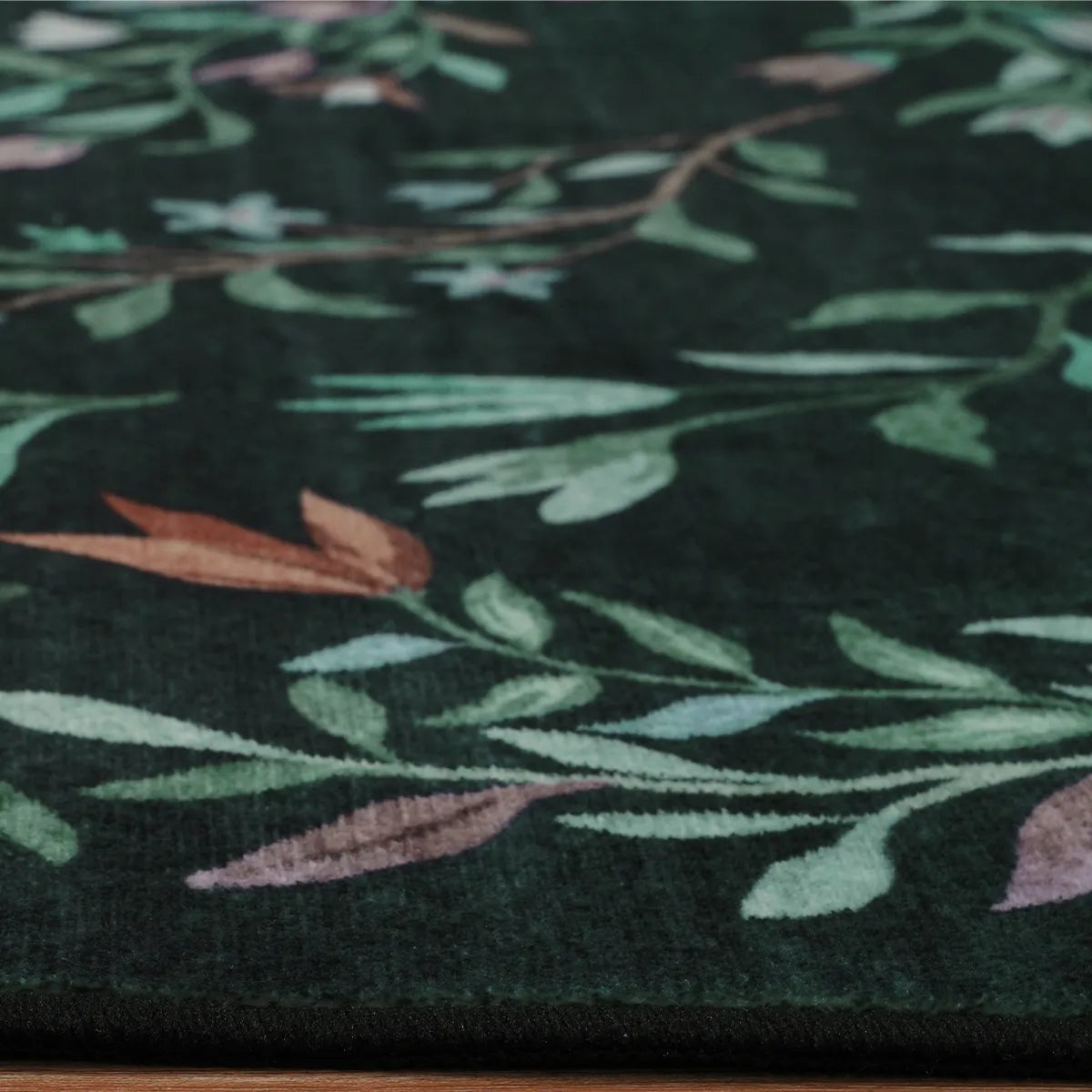 Myrrha Washable Fantasy Garden and Unicorn Dark Green Rug Area Rugs Lahome