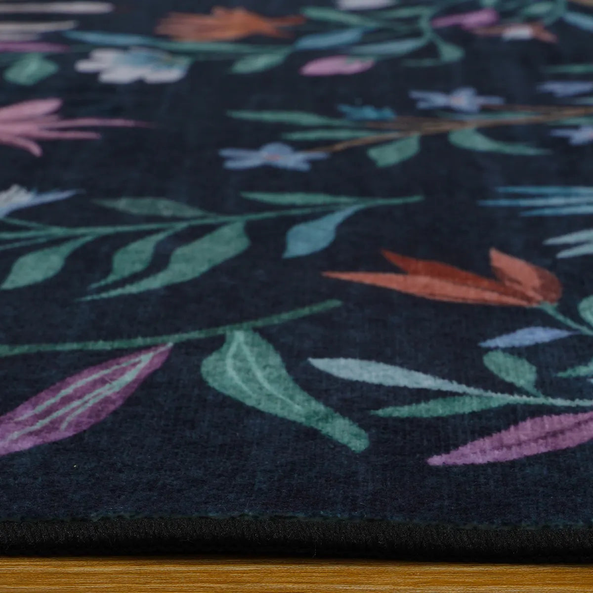 Myrrha Washable Fantasy Garden and Unicorn Navy Blue Rug Area Rugs Lahome