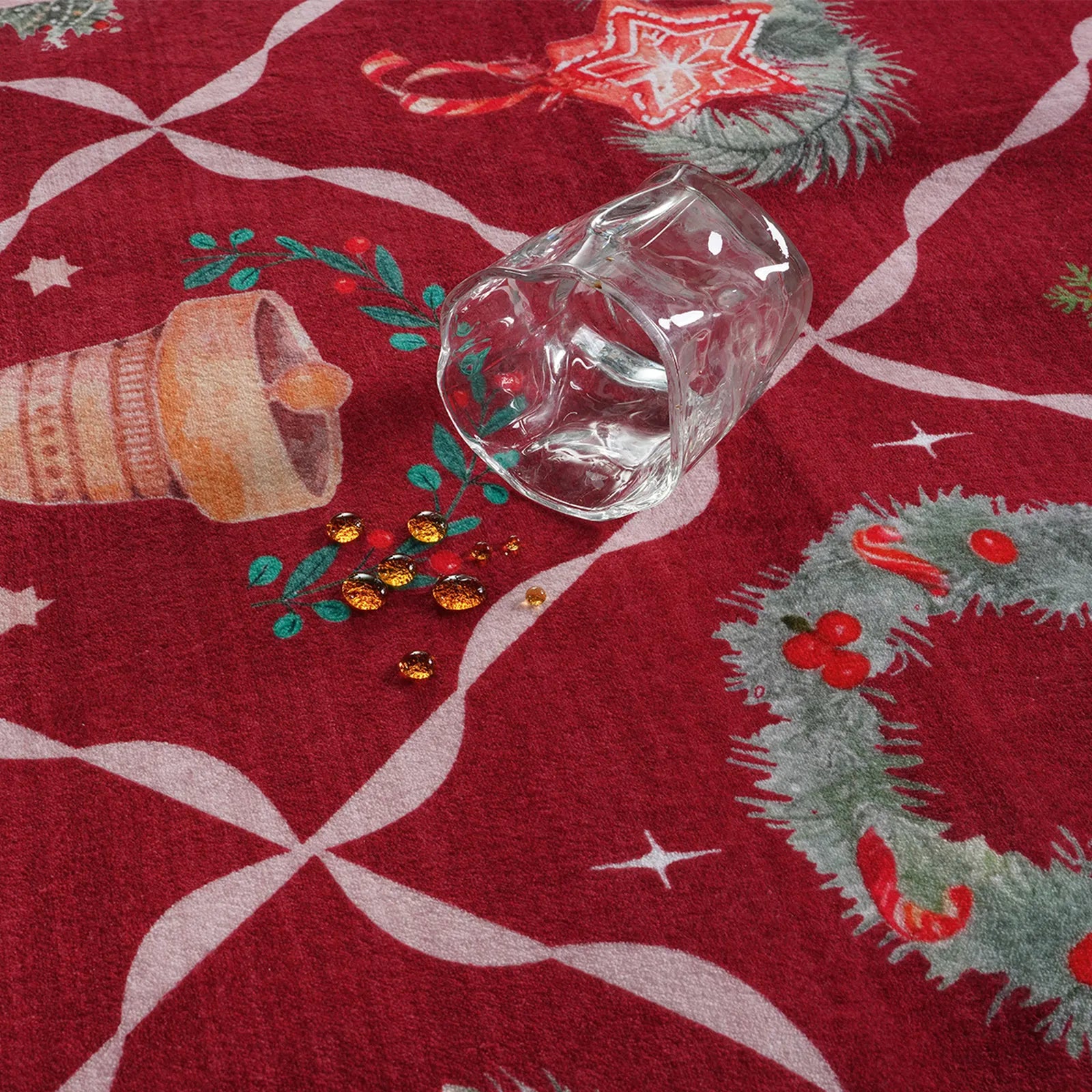 Naya Christmas Washable Wreath Tree Plaid Ivory Red Rug Area Rugs Lahome