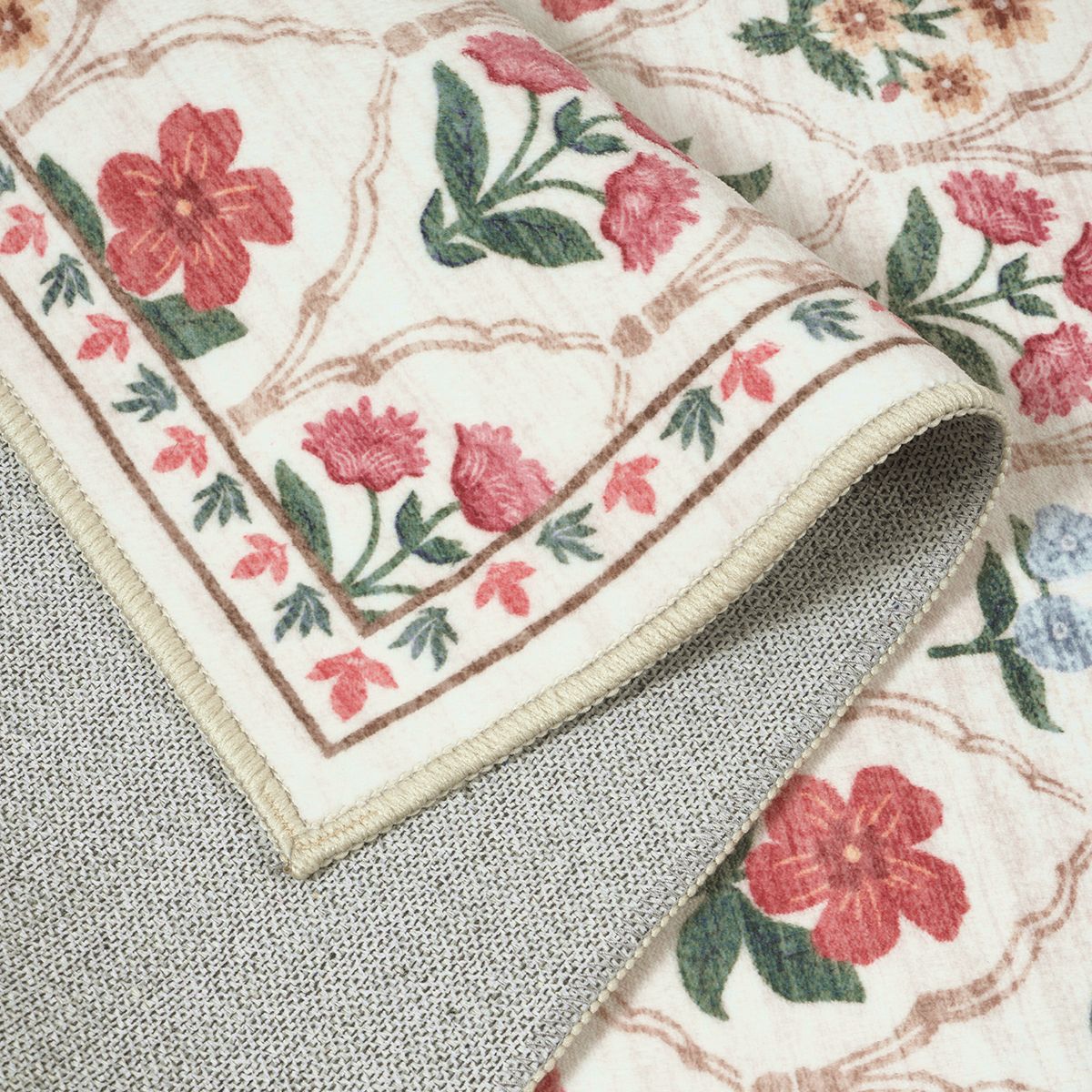 Naya Washable Moroccan Floral Beige/Pink Rug Clearance Rugs Lahome