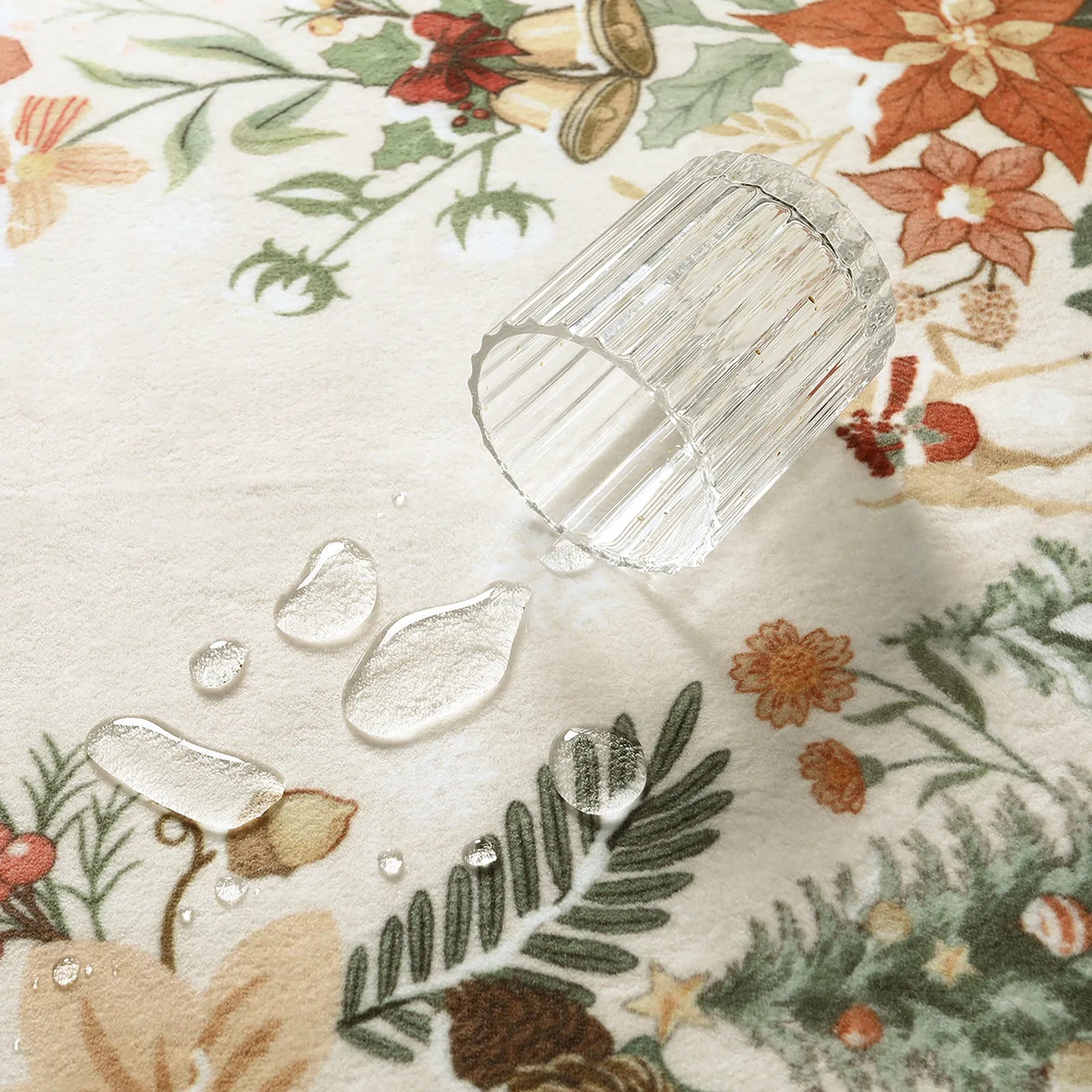 Nicolas Christmas Washable Floral Bell Beige Rug Area Rugs Lahome