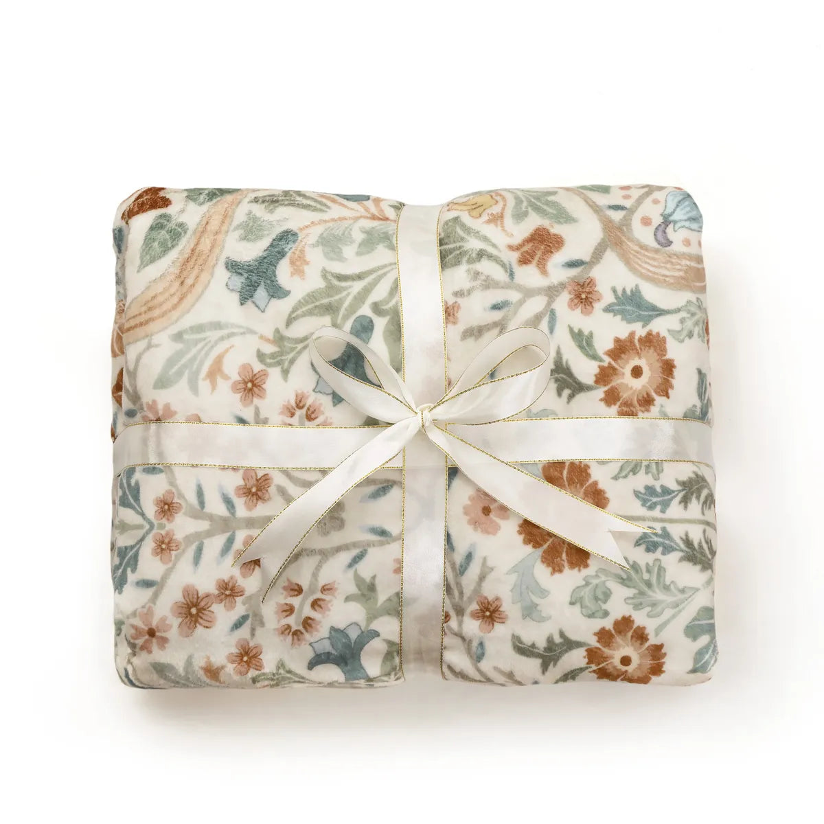 Orelie Washable Washable Maximalism Vibrant Blossom Floral Beige Throw Blanket Blanket Lahome 50" x 60"