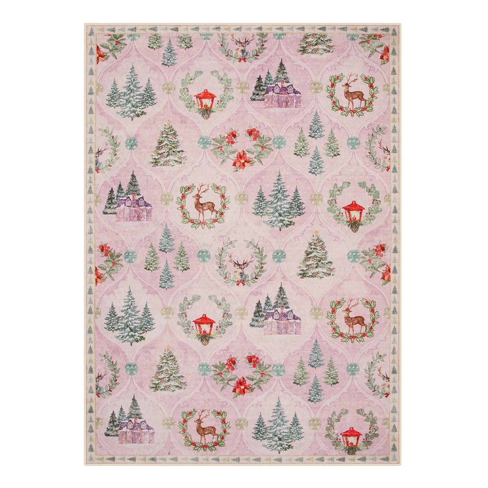 Pascal Christmas Washable World Moroccan Pink Rug Area Rugs Lahome