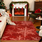 Perle Christmas Washable Crystal Snowflake Red Rug Area Rugs Lahome