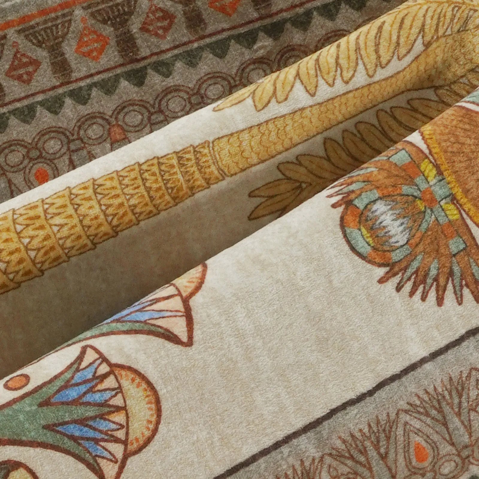 Ravin Washable Ancient Egyptian Revival Cat Beige Rug Area Rugs Lahome